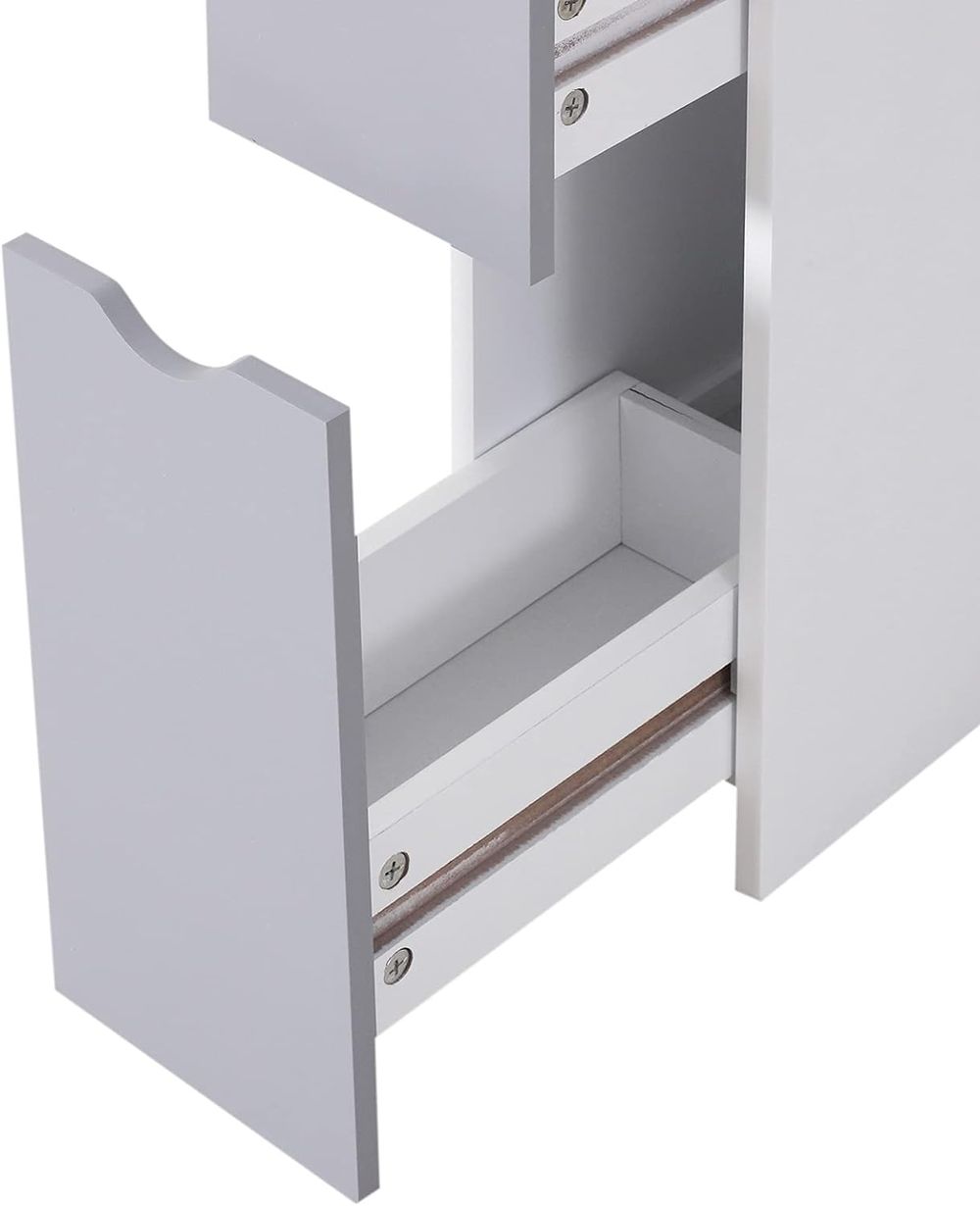 HOMCOM Tall Bathroom Cabinet- Bathroom Storage, Shelf, Drawers White
