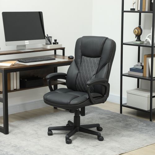 HOMCOM High Back Executive Office Chair with Adjustable Height Arms Black