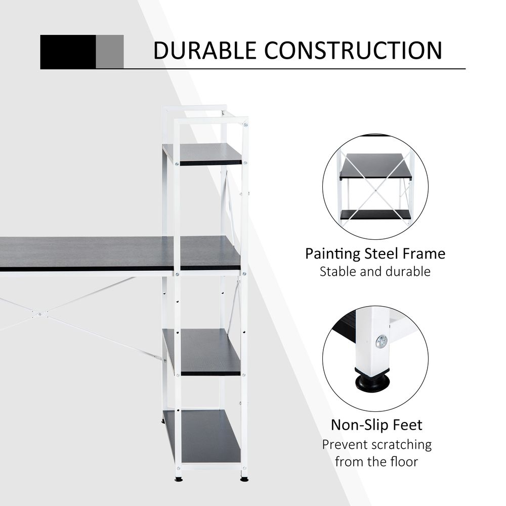 Computer Workstation Metal Frame-White/ Black Colour