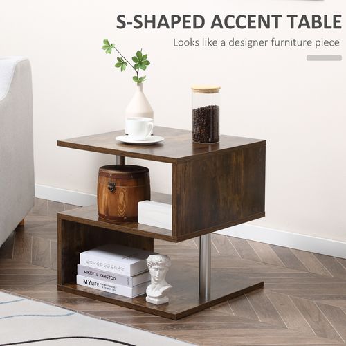 HOMCOM Coffee End Table Side TV Sofa Stand Living Room Office Furniture Brown