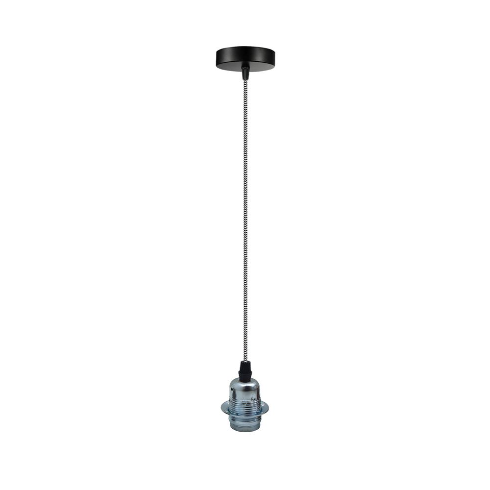 Vintage Industrial Chrome Pendant Light Fitting, lampshade Holder Fitting  Set with 2m Cable.