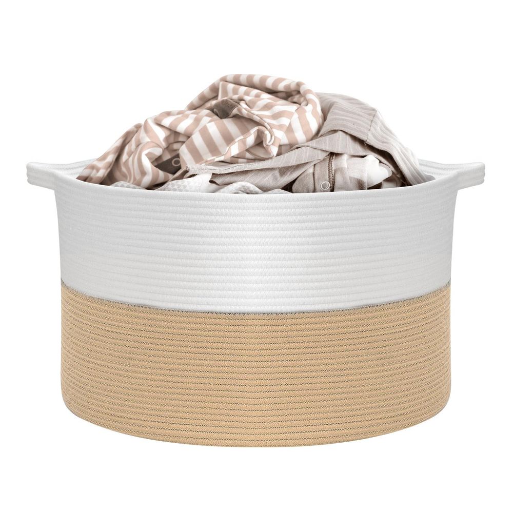 VINSANI LAUNDRY BASKET WHITE & COFFEE 1010289