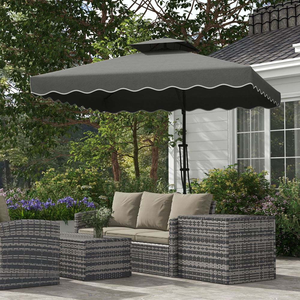 Premium Outsunny 2.5m Square Cantilever Garden Parasol - Elegant Grey Design - High-Quality Materials - Cross Base Included