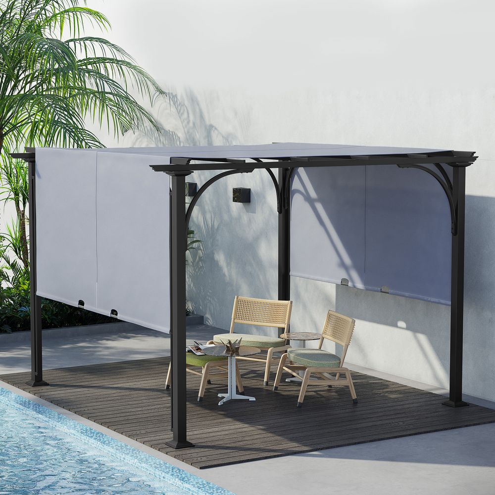 Outsunny Retractable Pergola - Premium Sun Shade for Garden, Patio, and Outdoor Living - Durable Metal Construction