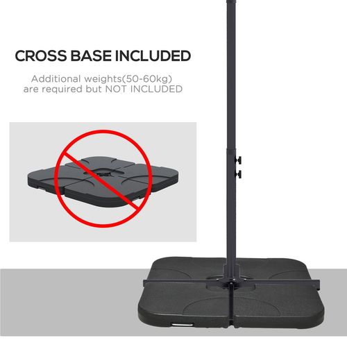 Outsunny 3 m Cantilever Parasol with Cross Base, Crank Handle, 6 Ribs, Black