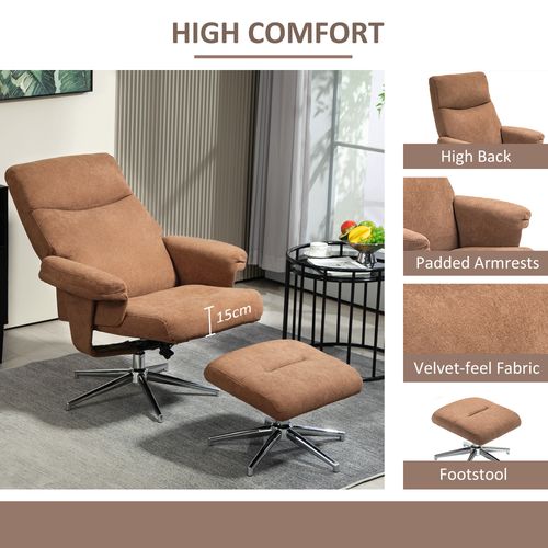 HOMCOM Recliner Chair with Footstool with Adjustable Back