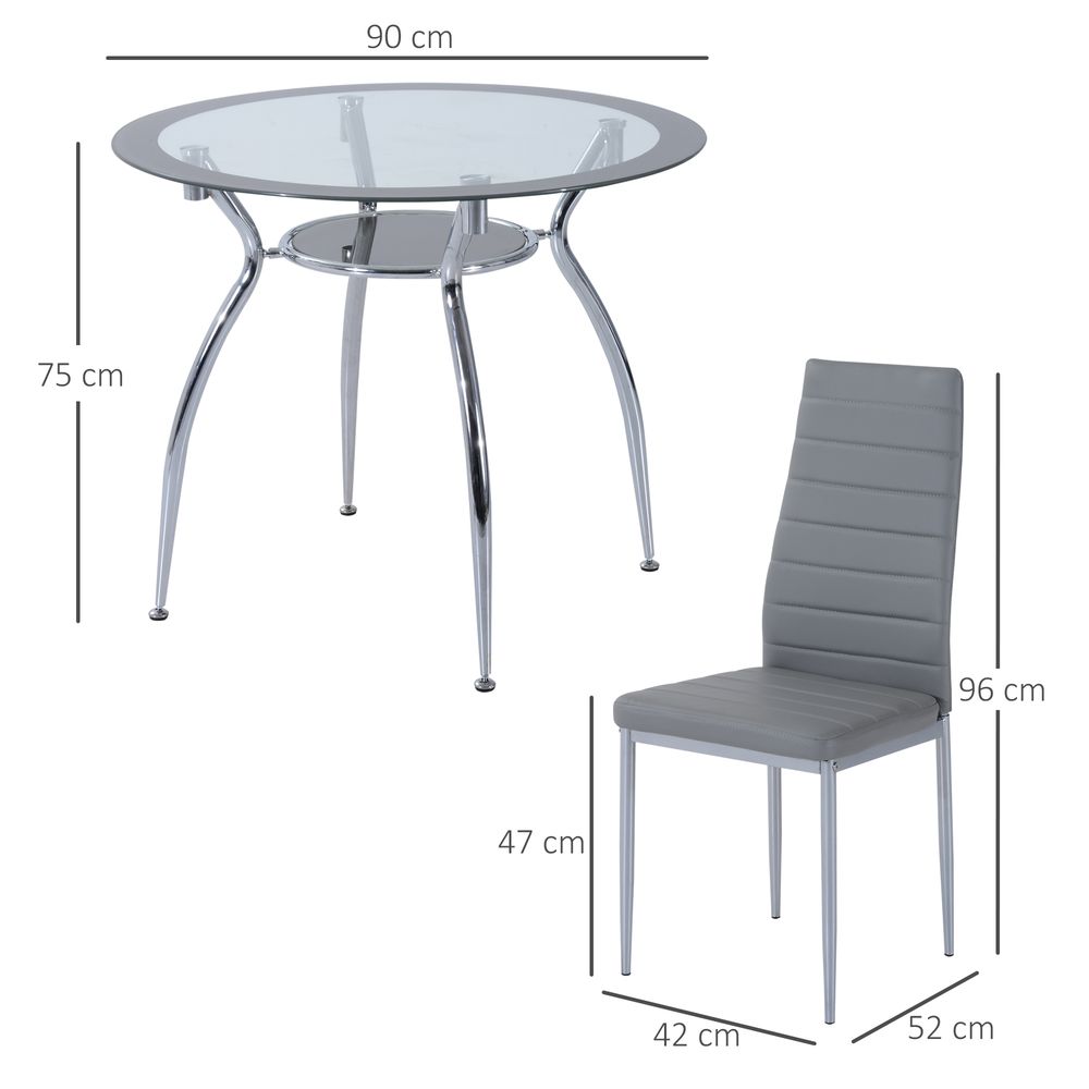 HOMCOM Round Dining Set: Table for 4, Chairs with Cushion. Stylish & Durable. Steel Frame. High Quality.