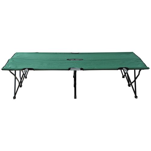 Outsunny Double Camping Bed Camping Cot Foldable Sunbed Outdoor Patio Sleeping Bed Super Light with Carry Bag (Green)