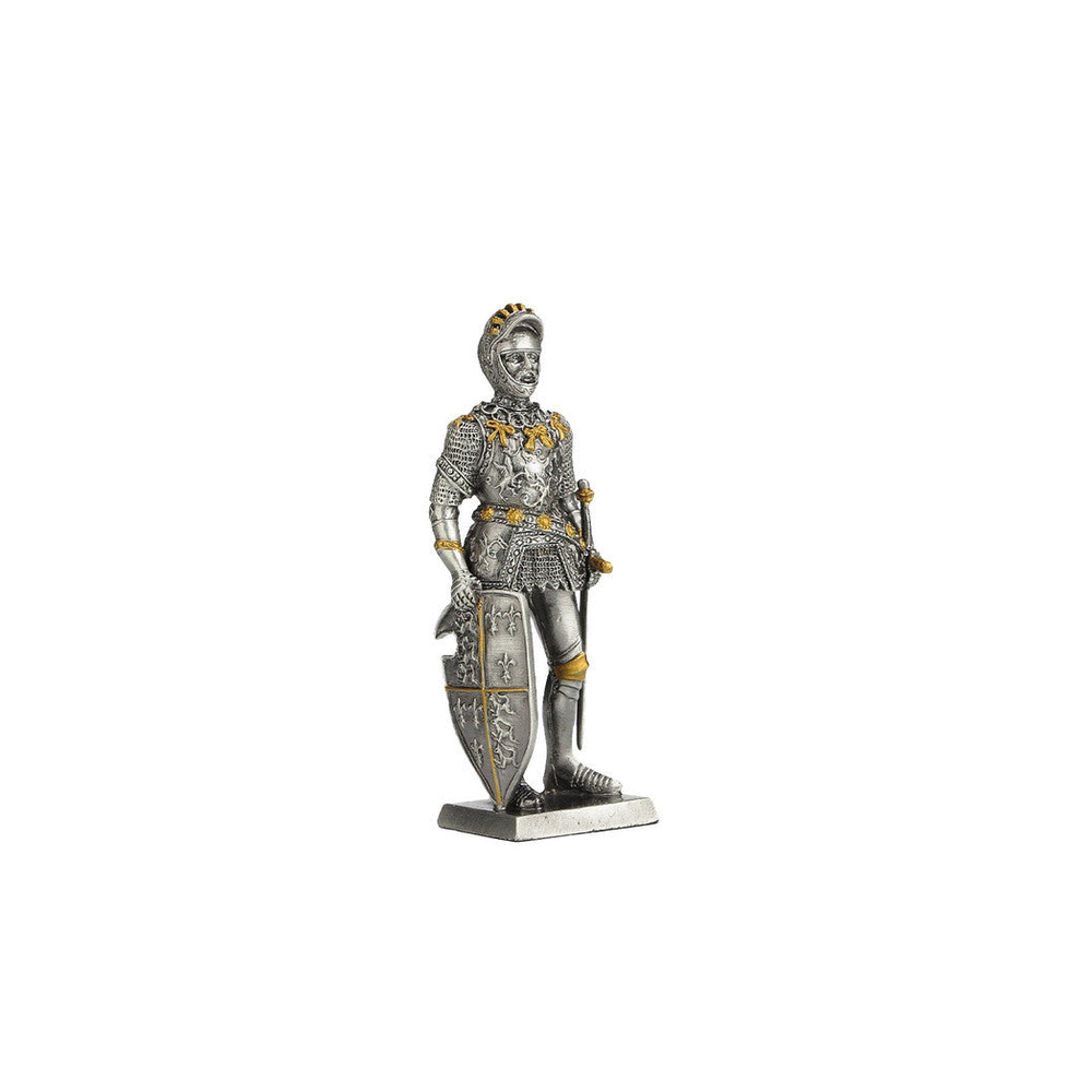 Knight with Fleur and Lion Shield (hand-cast statue sculpture) 11cm Height