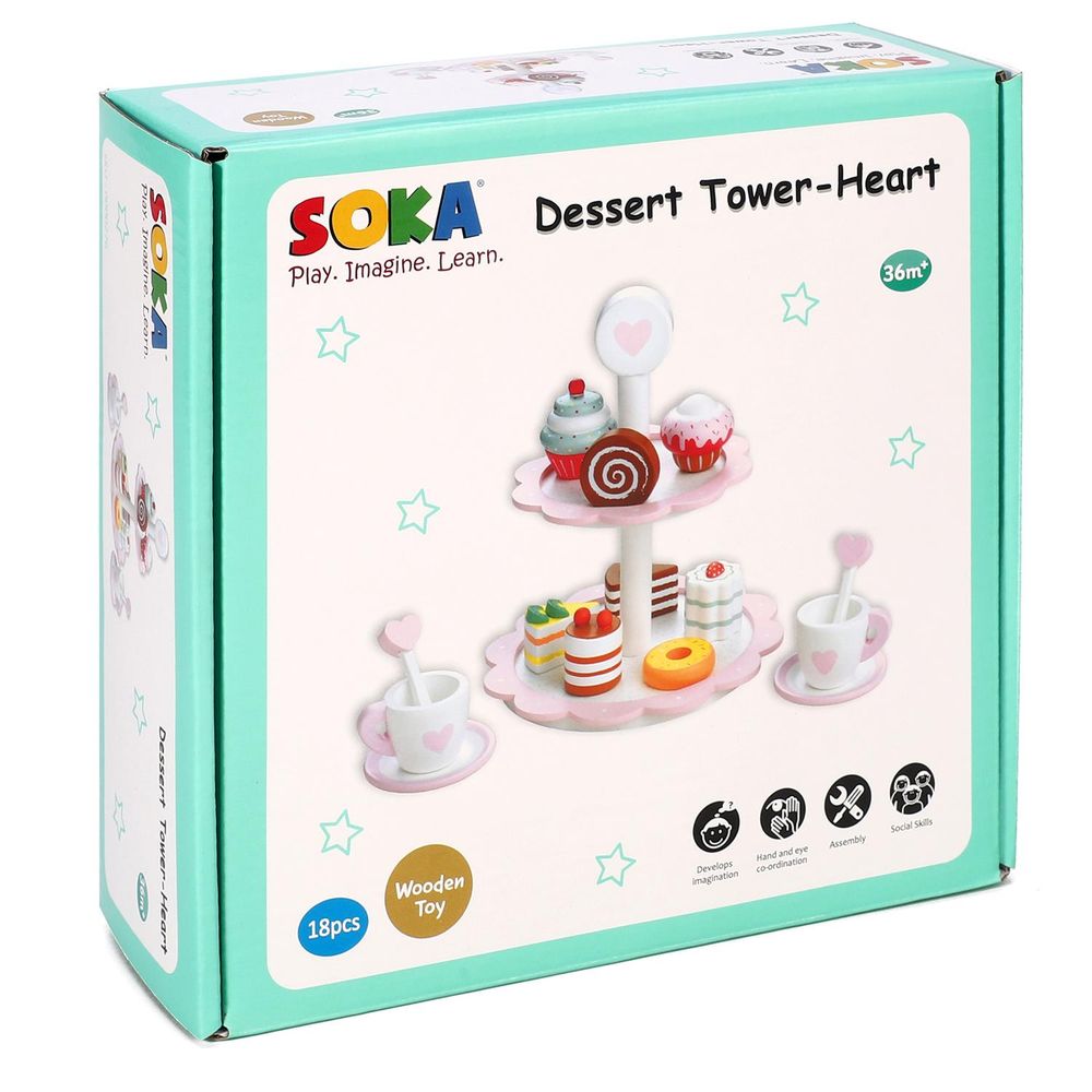 SOKA Dessert Tower-Heart 0000276 - Vibrant, Imaginative, and Educational Wooden Toy for Toddlers