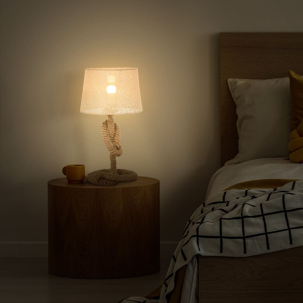 Hemp Rope Linen Shade Table Lamp Beige