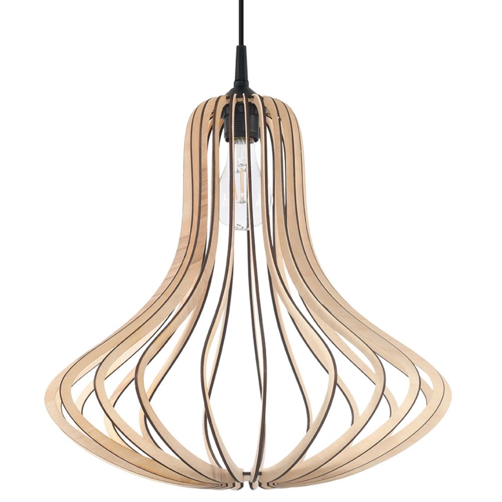 Elza Pendant Lamp: Scandinavian Design, Wood Construction, E27 Socket