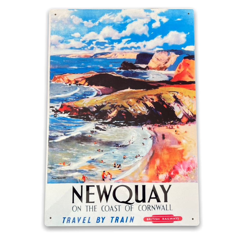 British Railways Retro Advertising - Vintage Metal Sign, Newquay