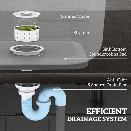 HOMCOM Stainless Steel Utility Sink with Cold and Hot Water Pipe