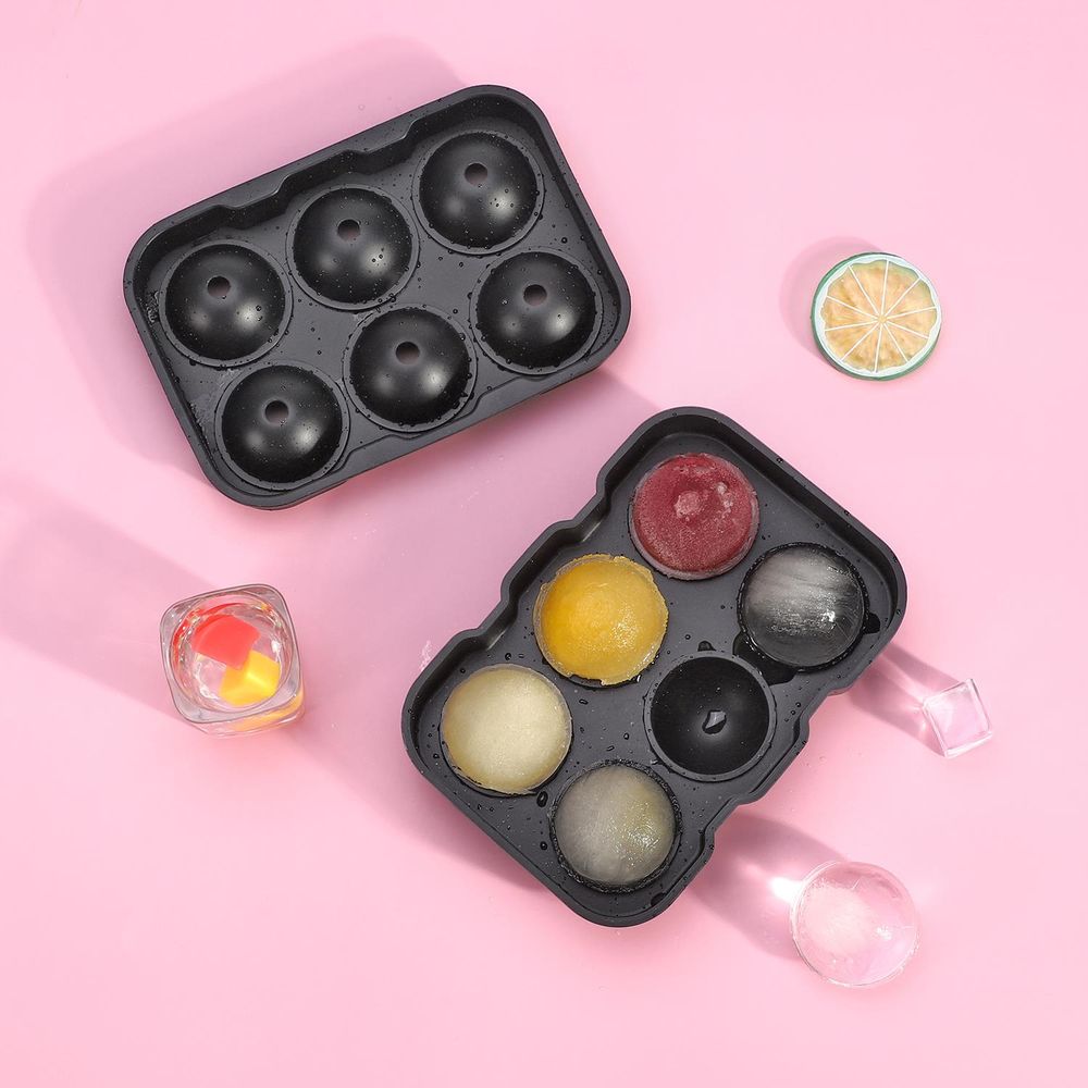 2 Pack Easy-Release Silicone Ice Cube Tray - Stackable with Removable Lids - Black
