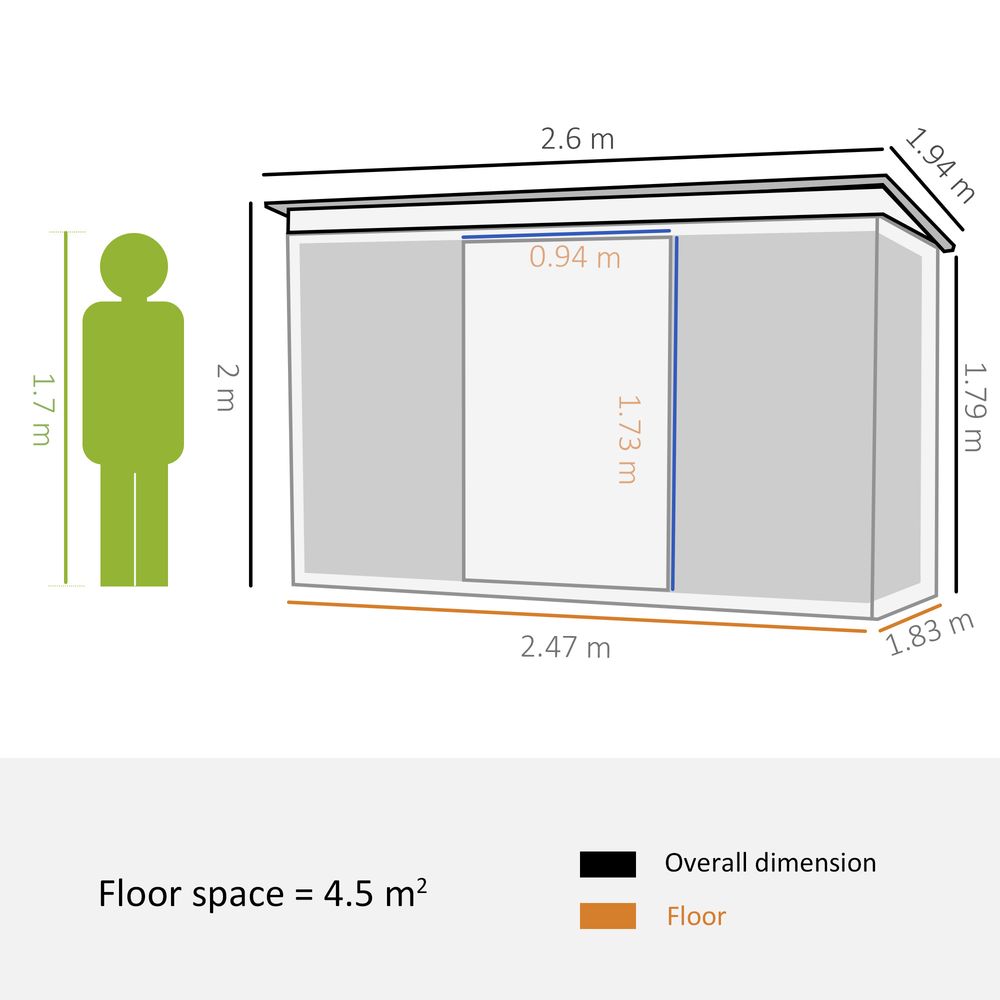 Outsunny Metal Garden Shed - Spacious & Protective Storage - 260x194x200cm Green