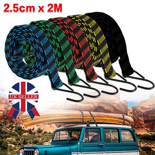 5X Heavy Duty Elastic Luggage Bungee Rope Cords Strap Strong Hook Car&Bike Tie UK