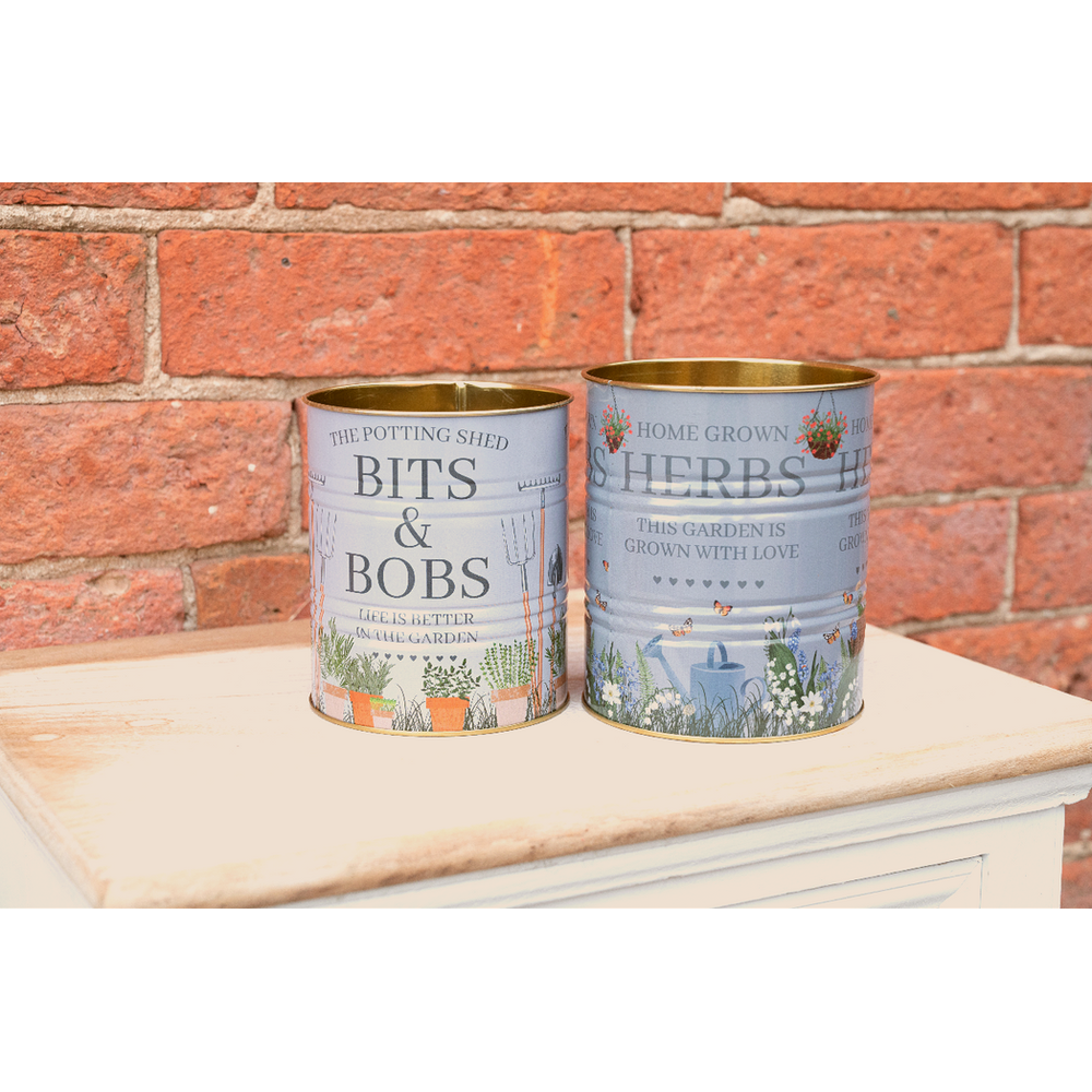 Potting Shed Storage Tins - Set of Two - Quality, Functional, Stylish - Perfect for Gardening & Storage