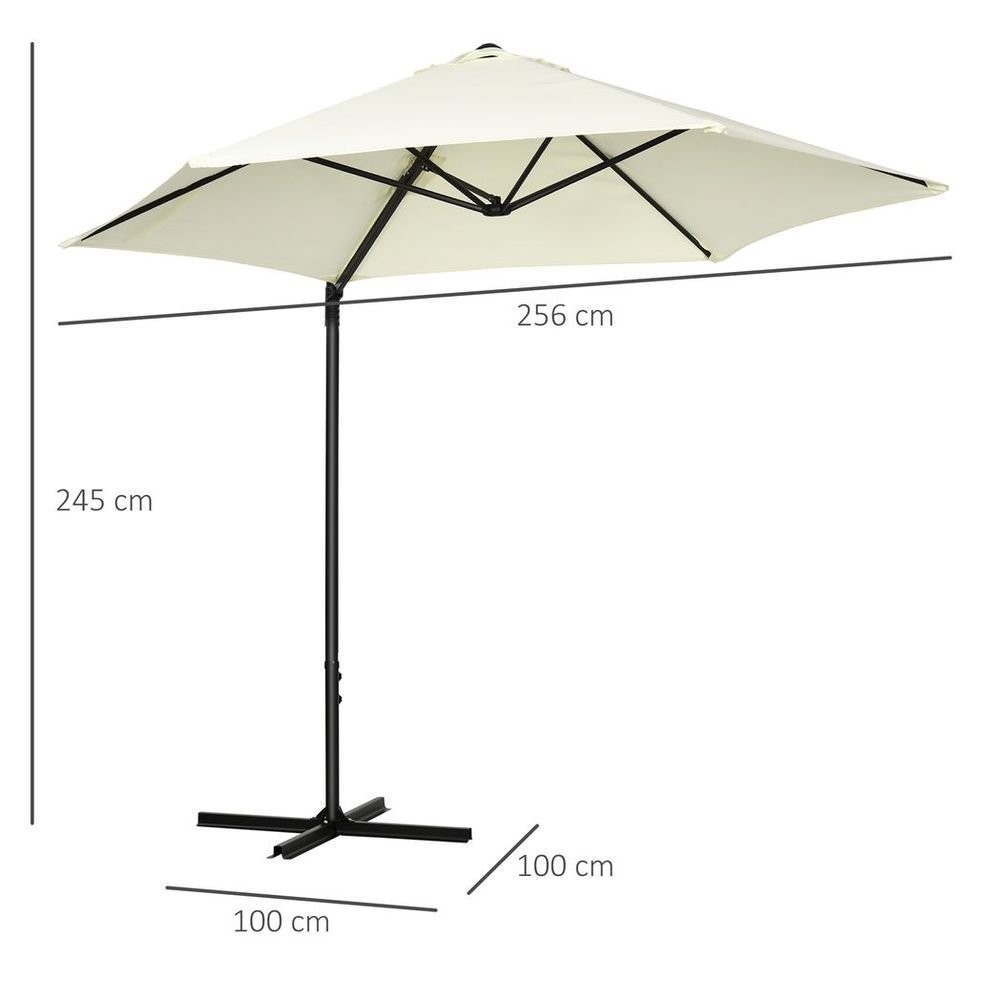 Premium 2.5M Garden Cantilever Parasol - 360 Rotation, Cross Base - Beige