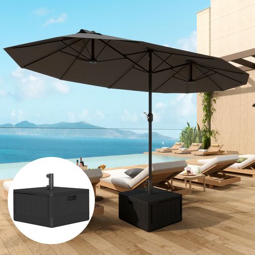 Outsunny Garden Parasol Base, Sand/Water Filled Garden Umbrella Stand, Black