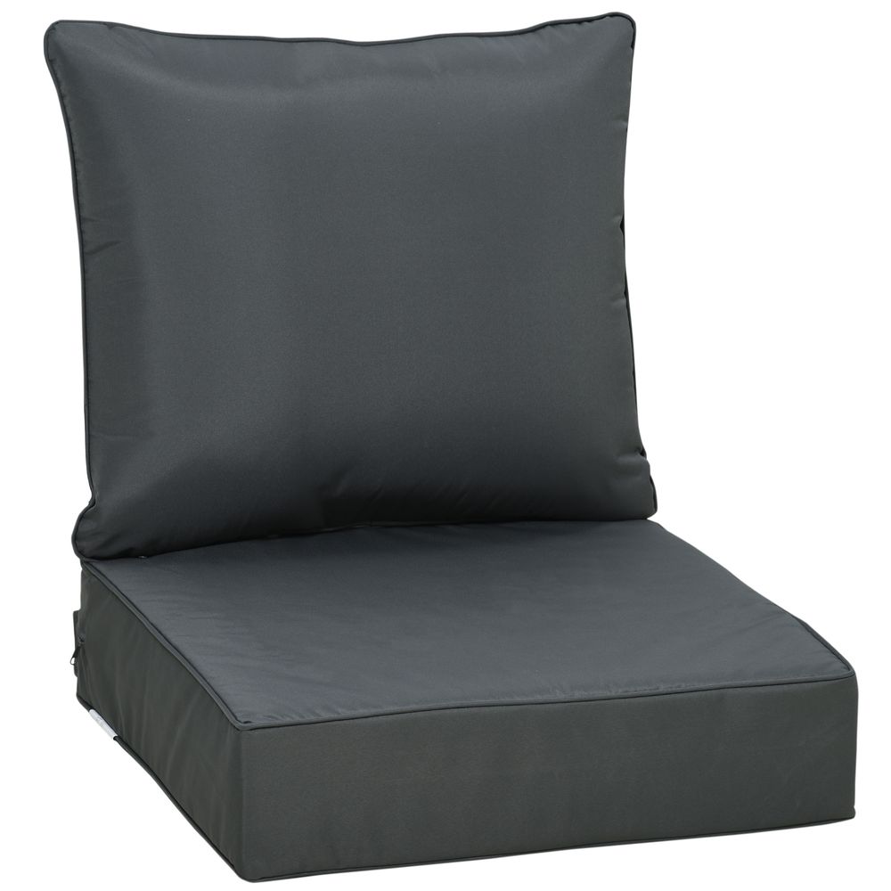 Outsunny Deep Seat Cushion Set - Grey, Removable/Washable Covers
