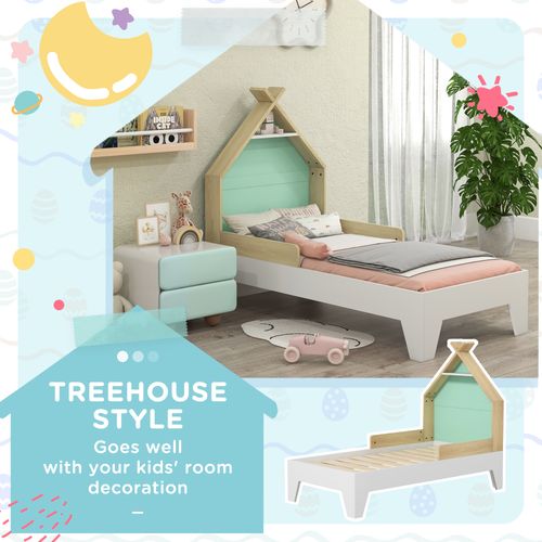 AIYAPLAY Toddler Bed Frame Bedroom Furniture w/ Guardrails, 144 x 74 x 110cm