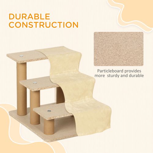 PawHut Three-Step Portable Dog Stairs with Washable Plush Cover