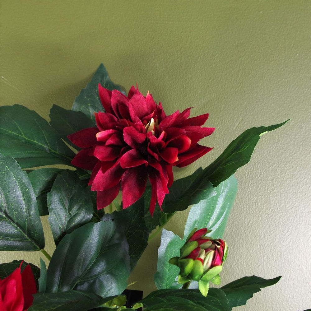 High-Quality Artificial Red Dhalia Flowering Plant - Lifelike Decor for All Settings
