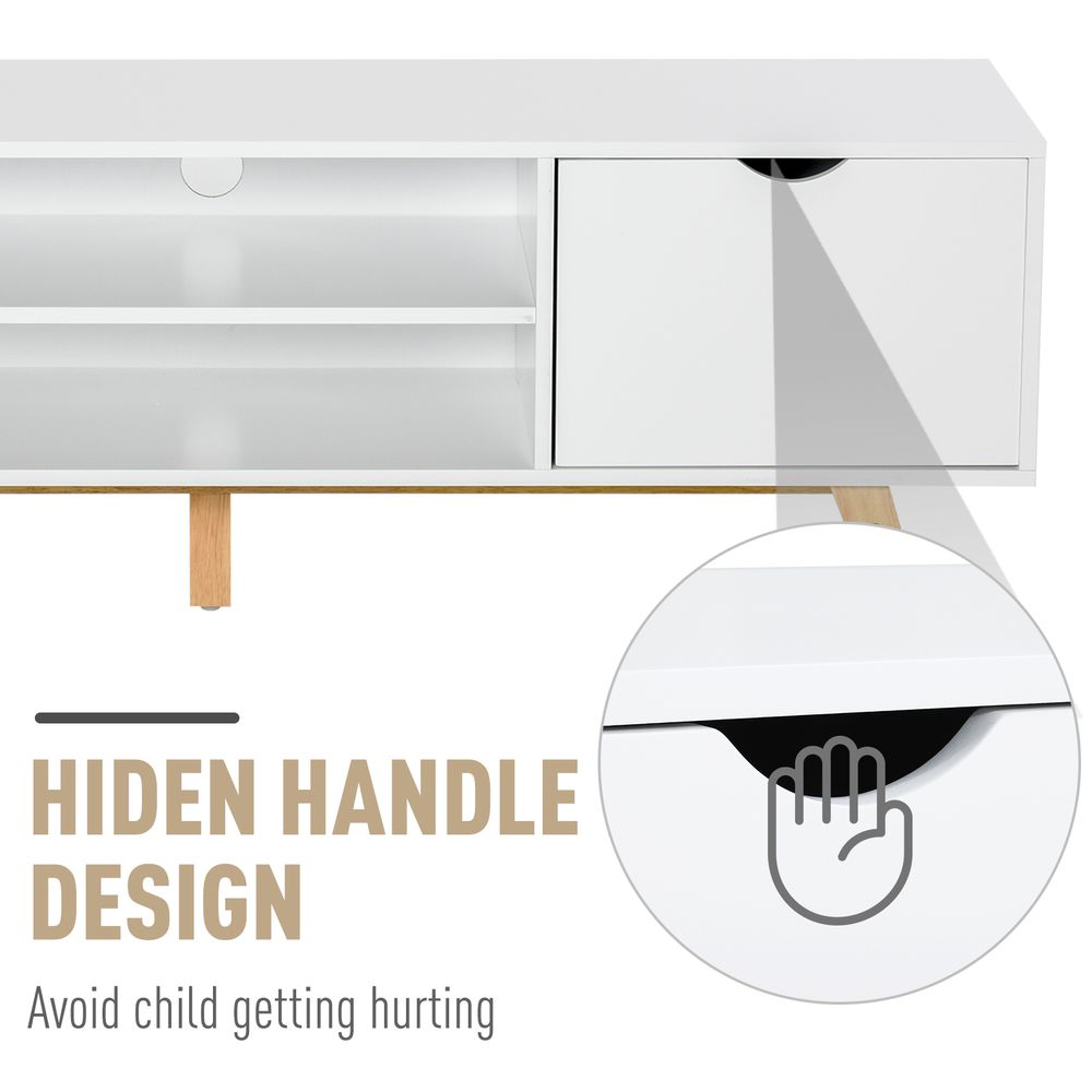 Modern White Particle Board TV Stand - 4 Compartments - High-Quality & Durable - Perfect for Electronics & Media Units
