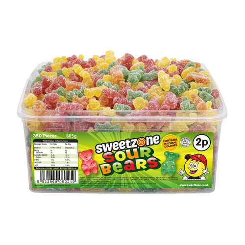2p Sour Bears 805g Tub Sweets