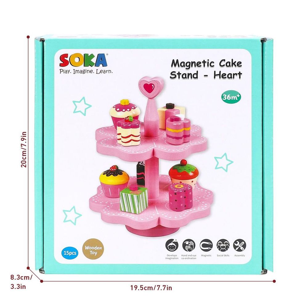 SOKA Magnetic Cake Stand - Heart 0000471: Charming toy for tea parties, role play, and educational development.