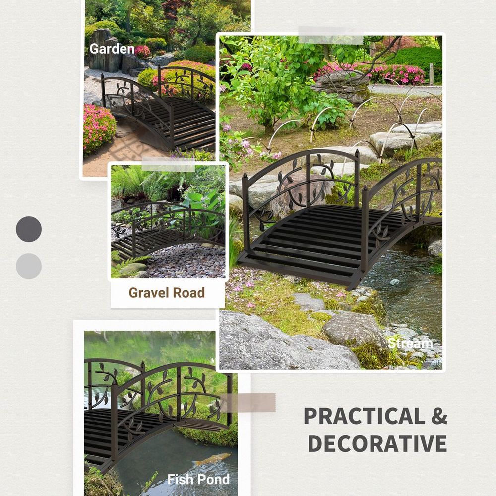 Outsunny 1.2M Classic Arch Bridge for Ponds, Creeks, Streams - Elegant Black Design