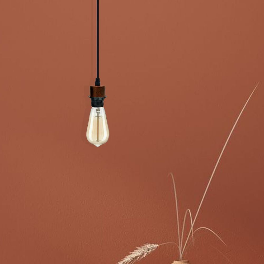 5 Pack Industrial Rustic Red Pendant Light, Lampshade Addable E27 Lamp Holder Light, E27 UK Holder Set With PVC Cable.