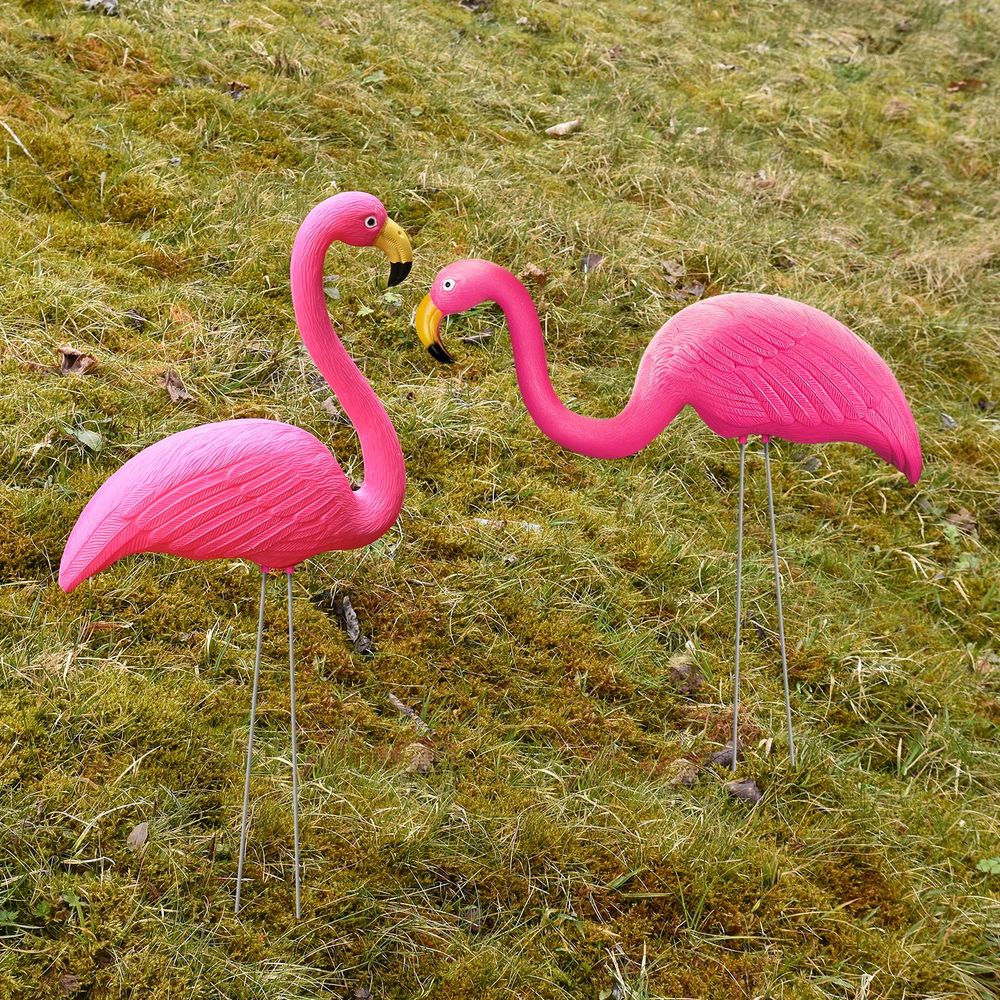 ASAB Pink Flamingo Garden Ornament Pack Of 2 - High Quality, Weather Resistant, Easy Assembly - Perfect Yard Art