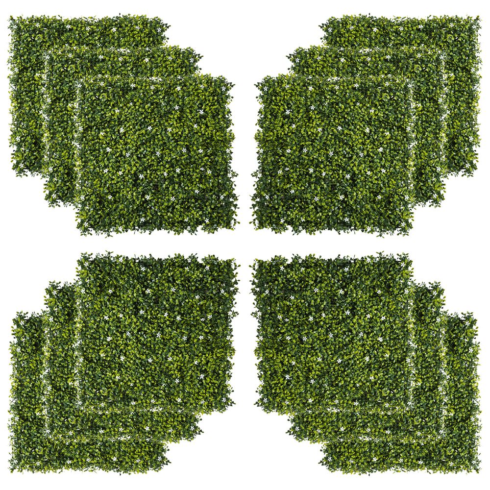 12PCS Artificial Boxwood Wall Panels 20" x 20" Grass Screen Milan Grass - Realistic, Low-Maintenance, Outdoor-Proof