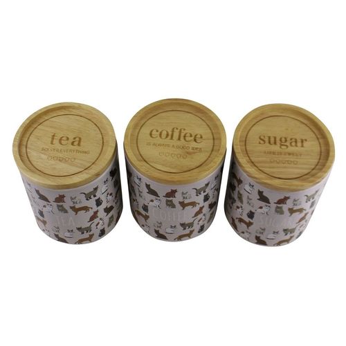 Ceramic Cat Design Tea,Coffee & Sugar Canisters