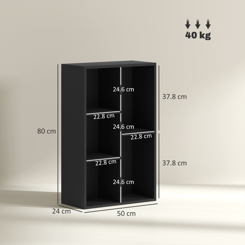 HOMCOM 2-Tier Bookshelf with 5 Open Storage Compartments
