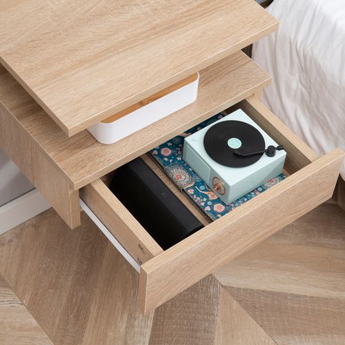 HOMCOM Nightstand Set of 2, Wall Mounted Bedside Cabinet