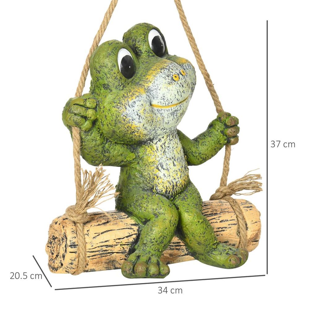 Hanging Frog Swing Garden Statue - Funny Outdoor Ornament, Hand-Painted Sculpture - Best Quality, Great Gift