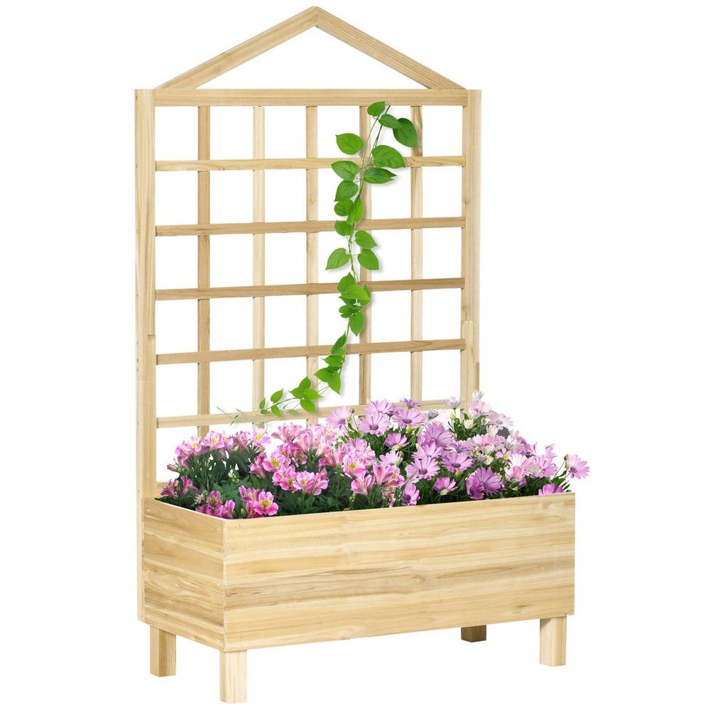 Premium Outsunny Wood Garden Planter - Trellis Included, Ideal for Climbing Plants, Top Quality
