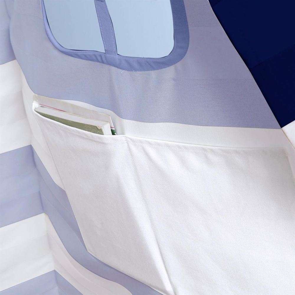 Premium Neo Navy & White Stripe Kids Teepee - Quality Canvas Indian Tent for Hours of Fun