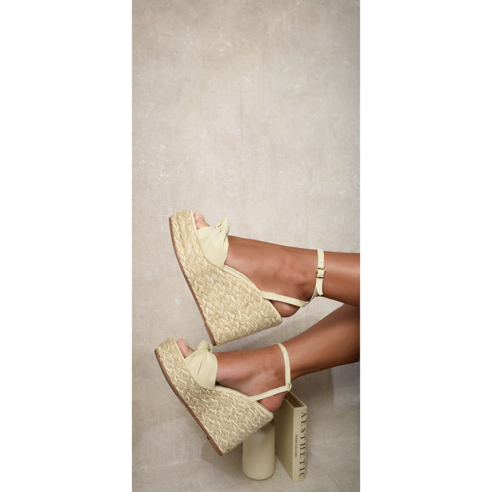 Knot Decor Ankle Strap Wedge Sandals
