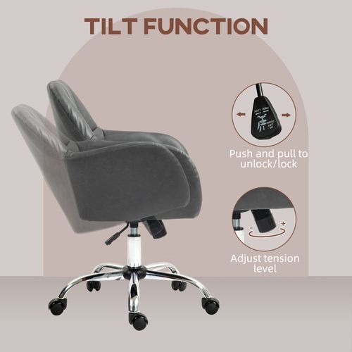 HOMCOM Computer Desk Chair with PU Leather, Swivel Wheels