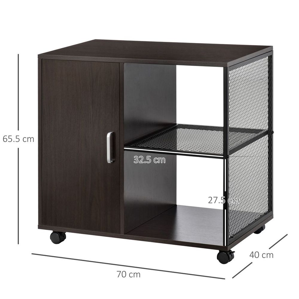 HOMCOM Printer Stand Home Office Mobile Cabinet Organizer with Castors, Door