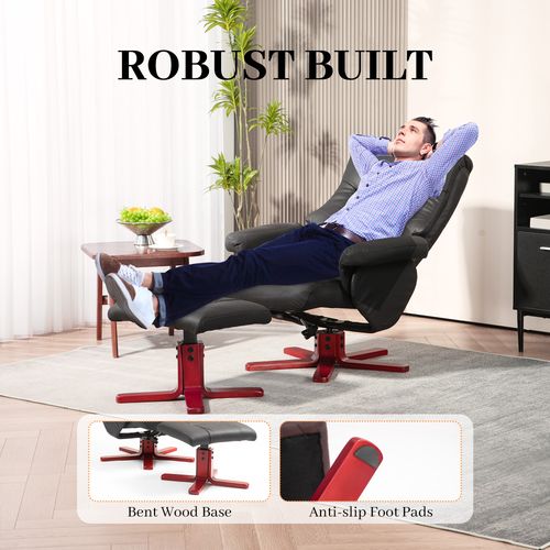 HOMCOM Recliner Chair with Footstool, Backrest Adjustable, Armchair