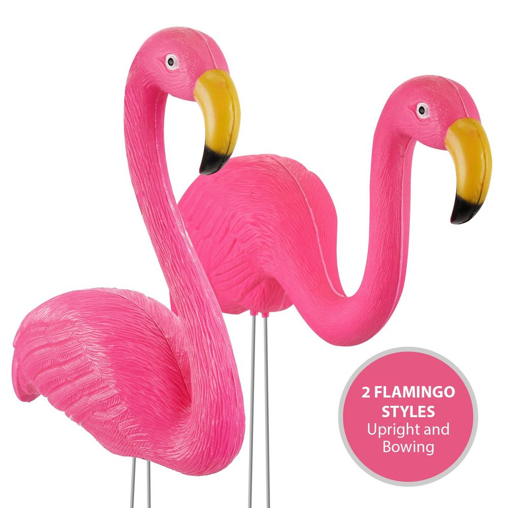 ASAB Pink Flamingo Garden Ornament Pack Of 2 - High Quality, Weather Resistant, Easy Assembly - Perfect Yard Art