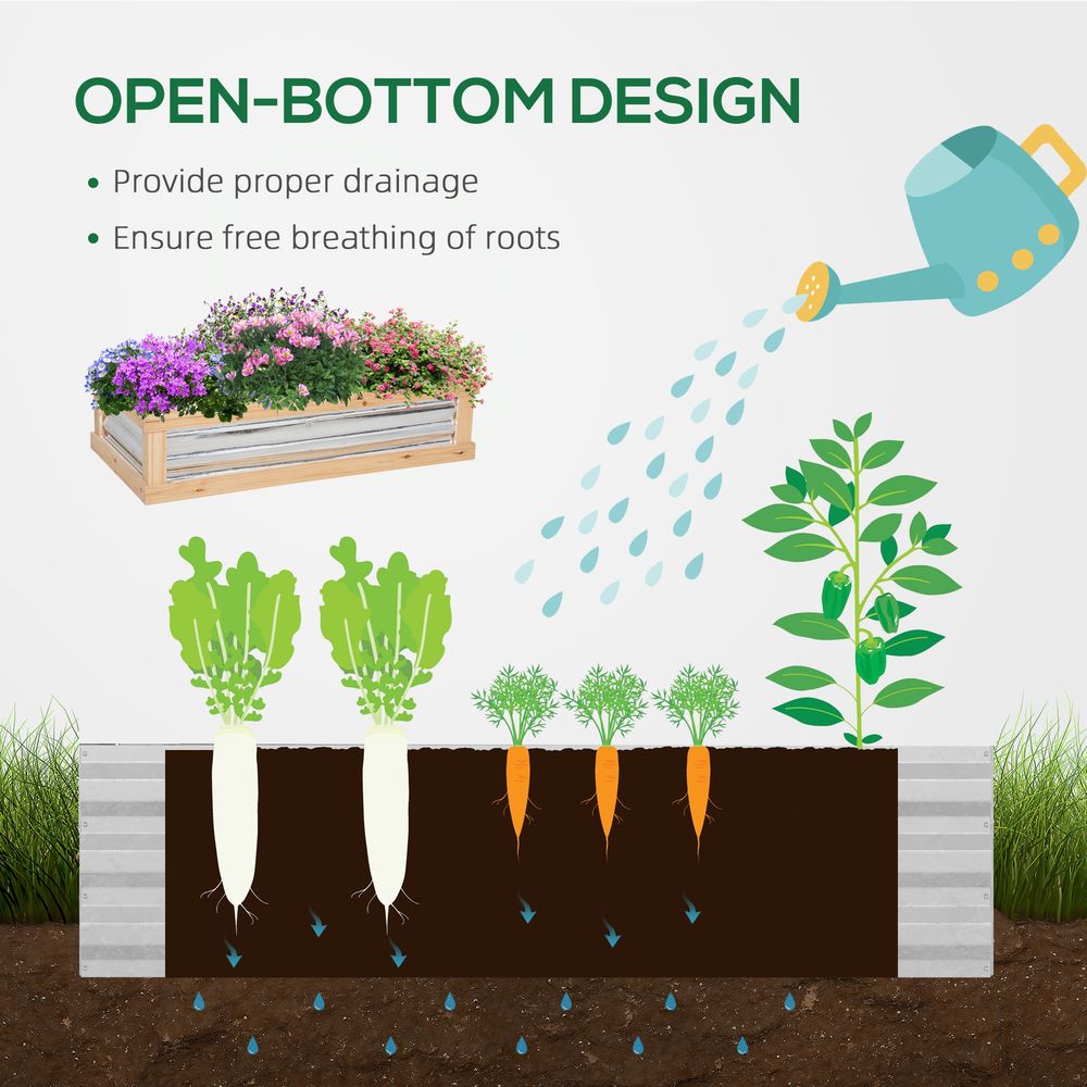 Premium Raised Garden Bed with Greenhouse Top, 122x61x81.7cm, Natural Kit