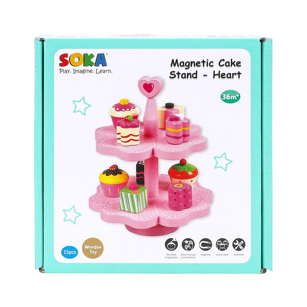 SOKA Magnetic Cake Stand - Heart 0000471: Charming toy for tea parties, role play, and educational development.