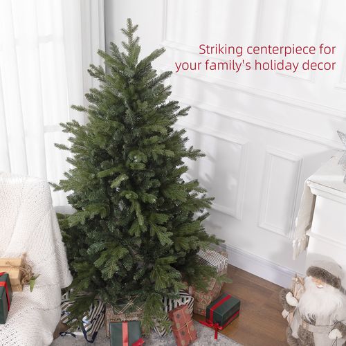 HOMCOM 5 Ft Artificial Christmas Tree with Metal Base, Hinged Branches
