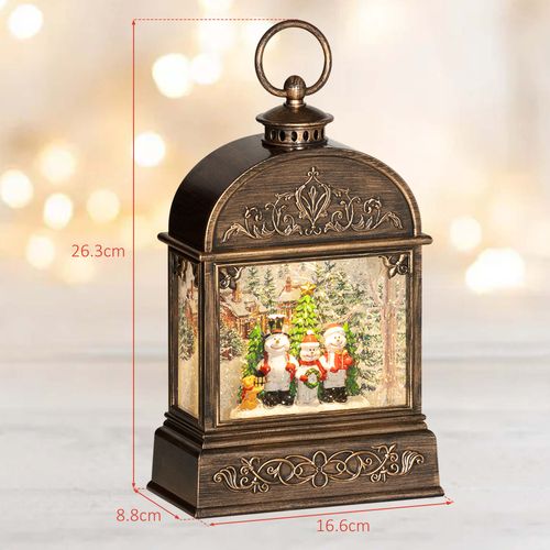 HOMCOM Christmas Snow Globe with Lights and Music for Party, Bronze Tone